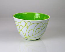 Vessel Composition 30: Spring Green Arcs by Jim Scheller (Art Glass Bowl)