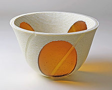 Ancient Rings Carrying Amber Ovals by Jim Scheller (Art Glass Bowl)