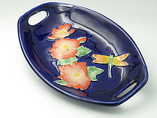 Wild Rose and Dragonfly Tray by Dorothy Bassett (Ceramic Tray)