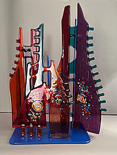 Marsh Grasses III by Sabra Richards (Art Glass Sculpture)