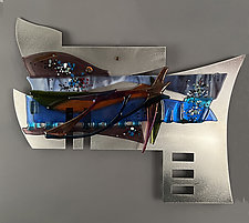 Rainy Mist by Sabra Richards (Metal and Art Glass Wall Sculpture)