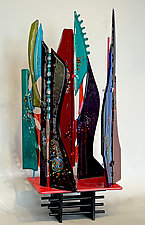 Marsh Grasses III by Sabra Richards (Art Glass Sculpture)