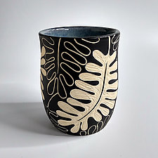 Tropical Leaf Tumbler 1 by Beth Hatlen Elliott (Ceramic Glasses & Tumbler)