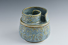 French Butter Dish in Vintage Blue by Ana Cavalcanti (Ceramic Butter Dish)
