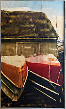Row Boats by Linda McAdams (Mixed-Media Painting)
