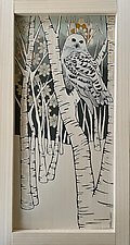 Snowy Owl and Birches by Kim Dills (Acrylic Painting)