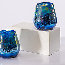 Cyclone Stemless Wine Glass, Small by Cory Ballis (Art Glass Glasses & Tumbler)