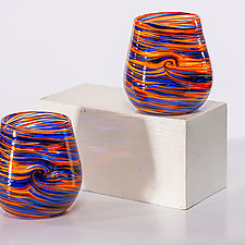 Cyclone Stemless Wine Glass, Small by Cory Ballis (Art Glass Drinkware)