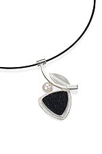 Triangular Black Drusy Leaf Necklace by Beth Solomon (Silver & Stone Necklace)