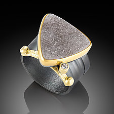 Gray Triangle Druzy Ring by Beth Solomon (Gold, Silver & Stone Ring)