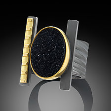 Oval Black Druzy Ring by Beth Solomon (Gold, Silver & Stone Ring)