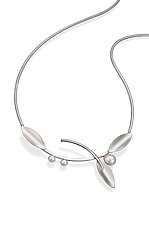 Alternating Leaf Necklace with White Pearls by Beth Solomon (Silver & Pearl Necklace)