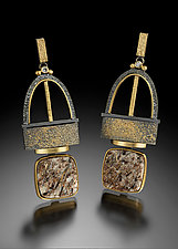 Astrophyllite in Quartz Earrings by Beth Solomon (Gold, Silver & Stone Earrings)