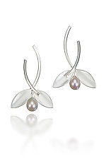 Long Leaf Pearl Drop Earrings by Beth Solomon (Silver & Pearl Earrings)