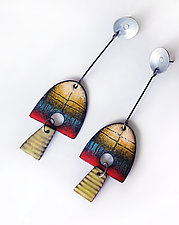 Double Jointed Earrings by Suzanne Anderson (Enamel & Silver Earrings)