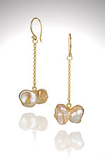 Butterfly Pearl Drop Earrings by Tracy Johnson (Gold & Pearl Earrings)