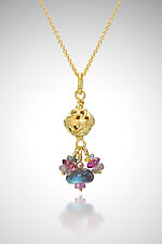 Basket Bead Bauble Pendant Necklace by Tracy Johnson (Gold & Stone Necklace)