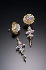 Coin Drop Earrings by Tracy Johnson (Gold & Pearl Earrings)