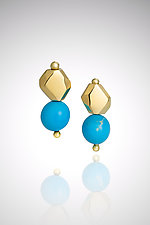 Turquoise Facet Bead Earring by Tracy Johnson (Gold & Stone Earrings)