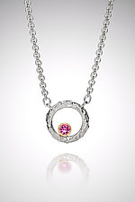 Circle Bark Necklace with Pink Maine Tourmaline by Tracy Johnson (Silver & Stone Necklace)