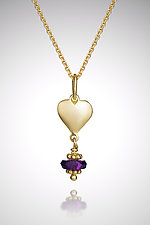 Tiny Heart Necklace with Amethyst Rodelle by Tracy Johnson (Gold Necklace)
