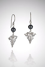 Light Leaf Dangle Earrings with Hematite by Tracy Johnson (Silver Earrings)