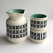 Black and White Illustrated Tea Set by Hanna Piepel (Ceramic Tea Set)