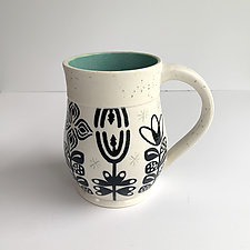 Black and White Illustrated Mug by Hanna Piepel (Ceramic Mug)