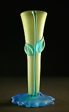 Pale Green Aqua Bud Vase by Tommie Rush (Art Glass Vessel)
