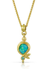 Opal Leaf Pendant Necklace by Ilene Schwartz (Gold & Stone Necklace)