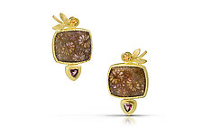 Sunflowers and Strawberries Earrings by Ilene Schwartz (Gold & Stone Earrings)
