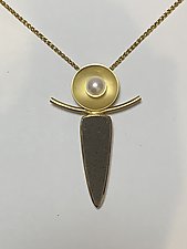 Guardian Angel Pendant by Ilene Schwartz (Gold, Pearl & Stone Necklace)