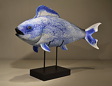 Blue Glass Fish by Richard Ryan (Art Glass Sculpture)