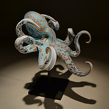 Blue Octopus by Richard Ryan (Art Glass Sculpture)