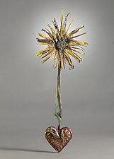 Sunflower and Heart by David Aschenbrener (Bronze Wall Sculpture)