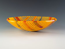Marigold Fans Bowl by Karen Wallace (Art Glass Bowl)