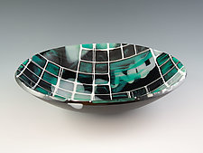 Jade Drizzle Bowl by Karen Wallace (Art Glass Bowl)