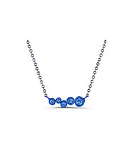 Electric Blue Shadows Bar Pendant Necklace by Hi June Parker (Silver & Stone Necklace)