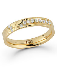 Techno Diamond Comfort Fit Ring Band by Hi June Parker (Gold & Stone Ring)
