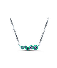 Electric Emerald Green Shadows Bar Pendant Necklace by Hi June Parker (Silver & Stone Necklace)