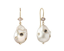 Petal Pearl Jackie Earrings by Hi June Parker (Gold, Pearl & Stone Earrings)