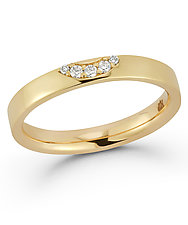 Gold Tipped Diamond Comfort Fit Ring Band by Hi June Parker (Gold & Stone Ring)