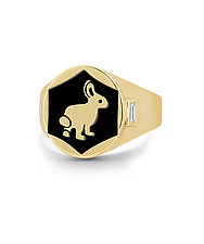Trickster Bunny Signet Ring by Hi June Parker (Gold & Stone Ring)