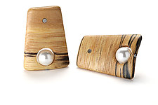 Platelet Earrings with Pearls by Griffith Evans (Wood & Pearl Earrings)