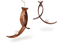 Swoop Earrings by Griffith Evans (Wood & Pearl Earrings)