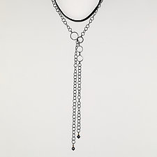 Leather Lariat by Morgan Amirani (Gold, Silver & Stone Necklace)