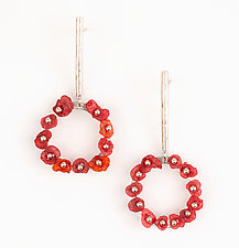 Red Circle Earrings by Sarah Murphy (Silver Earrings)