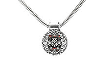 Red Gumdrop Pendant Necklace by Ben Dory (Stainless Steel & Stone Necklace)