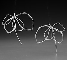Drawn Leaf Earrings by Paulette Werger (Silver Earrings)
