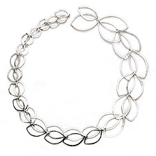 Double Leaf Chain Necklace by Paulette Werger (Silver Necklace)